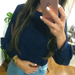 Blue long sleeve top